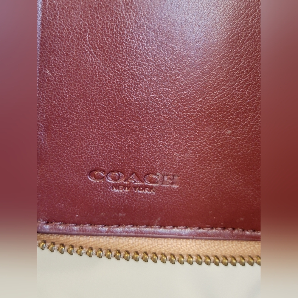 Coach Pebble Leather Zip Wallet With Pink Crystal Accents - Picture 7 of 9
